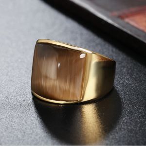 Anillos para hombre y mujer, oro amarillo de 14k, piedra de cielo azul para hombre, Rins femeninos, bandas de boda, joyería grande de moda, anel masculino