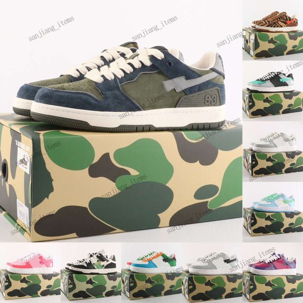 Chaussures APbapesta pour hommes et femmes OG AP SK8 Sta, baskets décontractées, chaussures de créateur classiques étoiles, camouflage noir blanc vert rouge orange, baskets en daim verni, bottes de sport