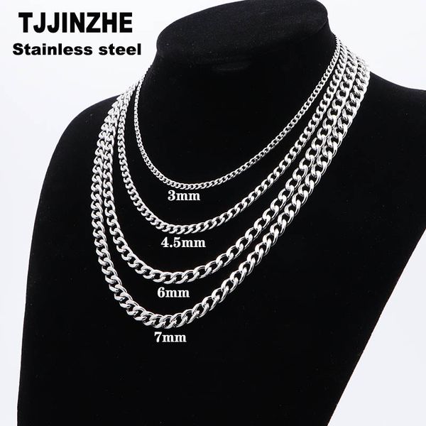 Femmes hommes collier en acier inoxydable gourmette lien cubain NK chaîne couleur argent basique Punk mâle tour de cou bijoux cadeaux livraison gratuite