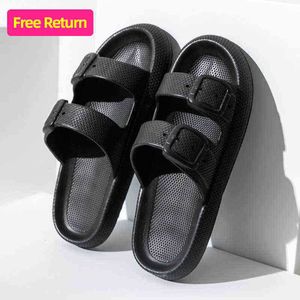 Vrouwen mannen slippers gedempte wolkenglijbaan slippers badkamer douche massage spa dubbele gesp pool strand sandalen 2022 vrouw schoenen j220716