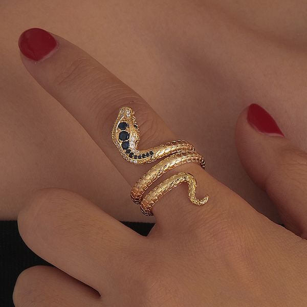 Anillo de dedo de serpiente para hombre y mujer, anillos de cristal de animales para regalo, joyería de moda para fiestas, tamaño 6/7/8/9/10