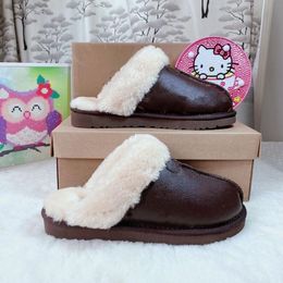 Botas de nieve para hombre y mujer, pantuflas de flores marrones, botas de zapatilla para niña y niña, zapatos uggitys clásicos ligeros y cálidos 2023