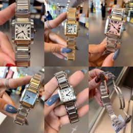 women men square designer watch 25mm 30mm lovers quartz wristwatch 18k gold full steel waterproof watches gift317Q