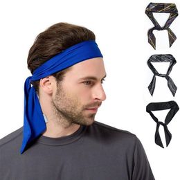 Vrouwen mannen gestreept Solid Tie Back Sport Headband Non-Slip Stretch Sweatbands Moisture Wicking workout Yoga Running hoofdbanden228m