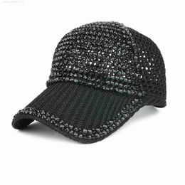 Femmes hommes cloutés strass cristaux réglable queue de cheval maille casquette de Baseball brillant Bling sport décontracté casquette de camionneur jouer chapeau sale