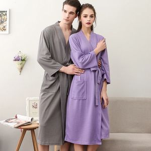 Vrouwen Mannen Zomer Wafel Badjas Zuigen Water Nachtjapon Plus Size Kimono Badjas Spa Handdoek Kamerjas Bruidsmeisje Nachtkleding 240113