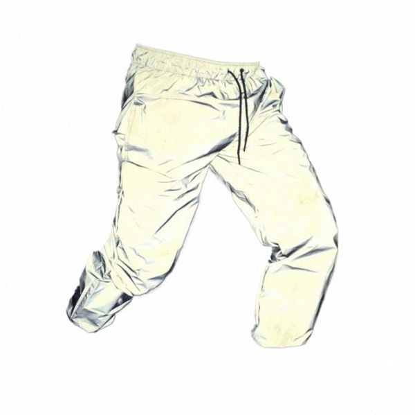 Mujeres Hombres Pantalón de chándal fl Pantalones reflectantes Joggers Hip Hop Dance Show Party Night Jogger Pantalones holgados 3XL odblaskowe spodnie 484c #