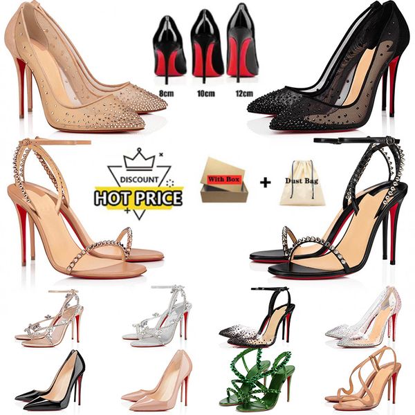 Zapatos de vestir para mujer Zapatos de tacón inferior roja Diseñador de mujer Luna Desnuda Todo Blanco Púrpura Rosa Dorado Lujo Brillo Chicas【code ：L】Tacones sin cordones