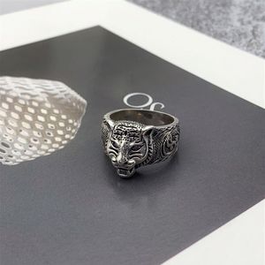 Bague tête de tigre pour hommes et femmes, avec timbre, Vintage, lettre d'animal, pour cadeau de fête, bijoux à la mode, taille 6-10299R