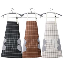 Vrouwen Mannen Unisex Schort met Pocket Chef Kitchen Koken Katoen Oliebestendig Waterdicht Wipable Plaid Stripes LJ200815