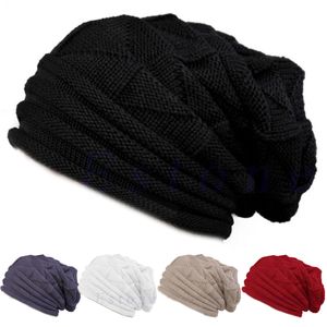 Femmes hommes unisexe tricoté Baggy Beanie chapeau surdimensionné hiver chaud chapeaux Ski Slouchy casquette Skullies bonnets laine casquette bonnets hiver