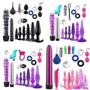 Kit de vibrateur pour femmes et hommes, anneaux de verrouillage, boule de cône, Plug Anal, outils de Massage sexuel, Massage des doigts, rondelle d'anus, jouet sexuel pour adulte X0320