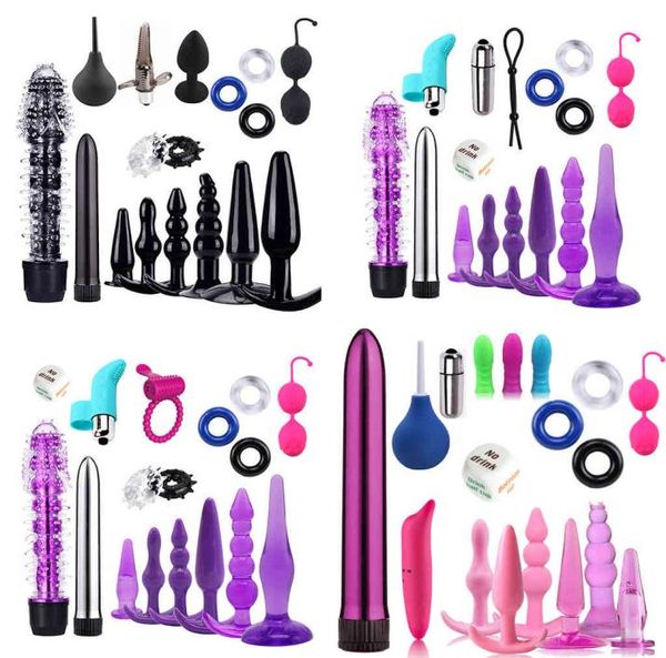 Femmes hommes vibratrice kit verrouillage anneaux cône balles anal plug sexe massage outils de massage doigt anus lave-linge adulte sex jouet x03205496642