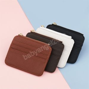 Portefeuille porte-cartes pour hommes et femmes, Mini porte-monnaie Portable, couverture de cartes de crédit, d'identité, de Bus, avec porte-clés, sac d'argent, fermeture éclair Simple