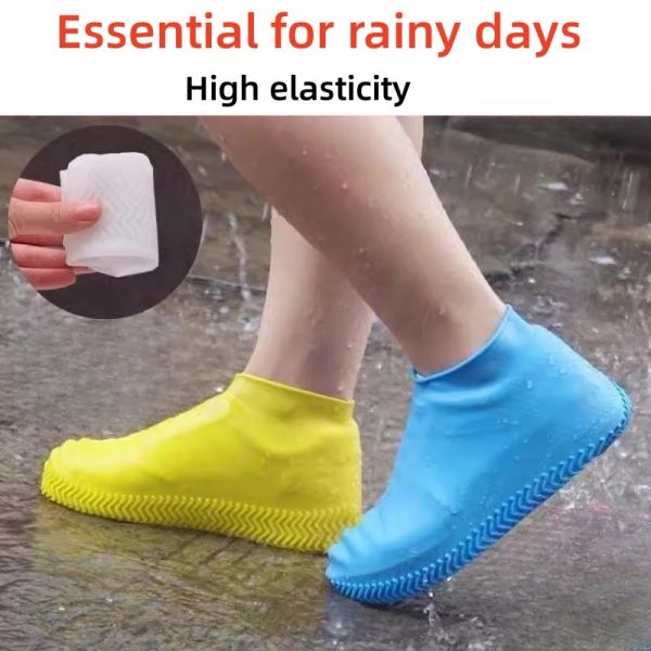 Femmes Mentes de pluie de pluie en silicone étanche à couverture de pluie antidérapante couvre la couverture de pluie réutilisable à l'usure élastique pour les chaussures