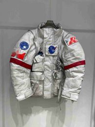 Mujeres hombres de invierno chaqueta down nueva bandera de astronauta corta pato blanco engrosado lindo suelto tibia