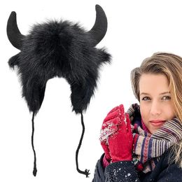 Femmes hommes hiver en peluche de peluche de neige du chapeau de neige mignon coffre moelleux capuchon animal moelleux avec rabat d'oreille Cosplay oreillettes 231227