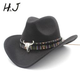 Femmes hommes laine creux de cowboy western rollup large rascle cow-girl jazz equestrian sombrero cap with tassel tauren rubbon1344784