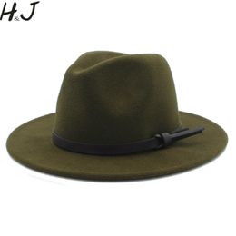 Vrouwen mannen wol vintage trilby voelde fedora hoed met brede runder gentleman elegante dame winter herfst jazz caps k20