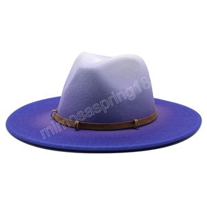 Femmes hommes laine Vintage Trilby feutre Fedora chapeau à large bord Gentleman élégant dégradé chapeau dame hiver automne Jazz casquette