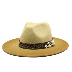 Femmes hommes laine Vintage Trilby feutre Fedora chapeau large bord dégradé ceinture Gentleman élégant dame hiver automne Jazz casquette