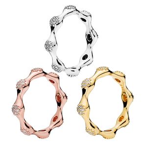 Femmes hommes plaqué or jaune bague bague en argent 925 or rose bijoux de fête pour pandora CZ bagues en diamant avec boîte d'origine