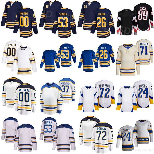 Femmes Hommes Youth Hockey 71 Victor Olofsson Jerseys 72 Tage Thompson 53 Jeff Skinner 89 Alex Tuch 26 Rasmus Dahlin 24 Dylan Cozens 37 Casey Mittelstadt Heritage Classic