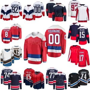 Dames Heren Jeugd Hockey 74 John Carlson Jersey 9 Ryan Leonard 8 Alex Ovechkin 17 Dylan Strome 92 Evgeny Kuznetsov 77 T.J. Oshie 15 Sonny Milano Winter klassieke aangepaste naam