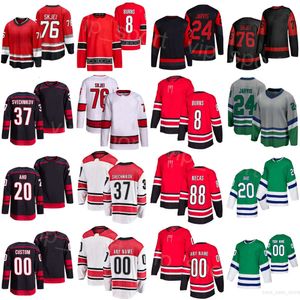 Mujeres Hombres Hockey juvenil 76 Brady Skjei Jerseys 88 Martin Necas 20 Sebastian Aho 8 Brent Burns 37 Andrei Svechnikov 82 Jesperi Kotkaniemi Seth Jarvis Heritage Classic