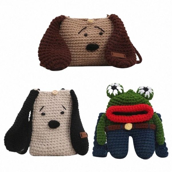 Mujeres Mengers Bag Carto Animal Bolsa de hombro Chicas Crocheted Crossbody Bag h4ww #