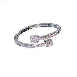 Bracelet à maillons de Tennis Baguette Moissanite pour hommes et femmes, 5mm, or blanc glacé 14 carats, 5 couches, Bracelet cubain