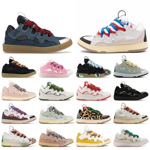 Femmes Hommes Designer Casual Chaussures Plateforme Curb Baskets Blanc Rose Noir Beige gaufré Nappa Cuir de veau Daim Double lacets tissés Maille Caoutchouc Baskets de sport