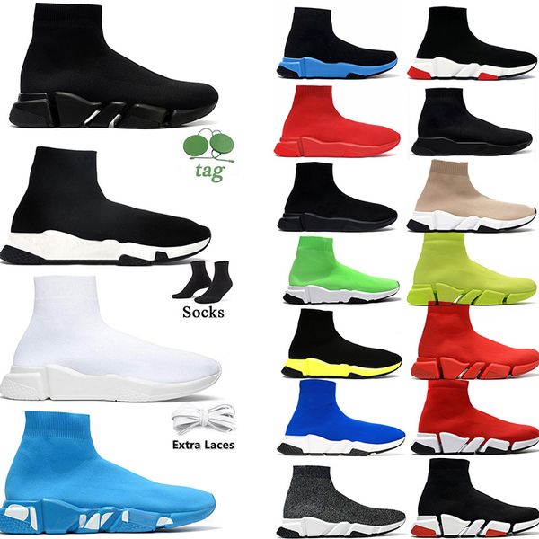 Mujeres para hombre Diseñador Calcetín Zapatos Calcetines casuales Entrenadores Negro Blanco Rojo Rosa Espuma Suela verde Mocasines de lujo Corredores sin cordones Plataforma deportiva al aire libre Zapatillas de deporte Tamaño EE. UU. 11