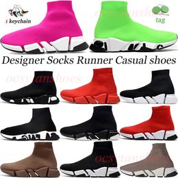 Dames heren designer sokschoenen mode flat casual sokken trainers rose hortensia veter up gele zool zwart rood buiten sportplatform sneakers