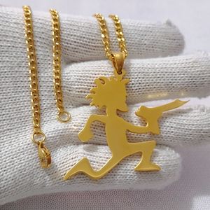 Femmes pour hommes pour hommes amitié Gold ICP Hatchetman Charm Juggalo Collier pendentif en acier inoxydable Chaîne 4mm 24 ''