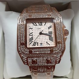 Dames heren luxe horloge Montre Luxe origineel Santo Galbee Moissanite Watch Full Iced Out Movement horloges Hoge kwaliteit Designer Diamond Watch Dhgate Nieuw