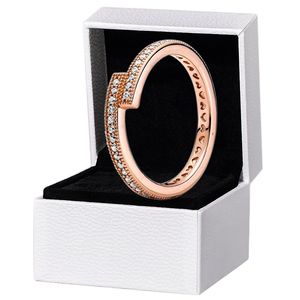 Damesheren mousserende overlappende ring 925 Sterling zilveren roségouden bruiloft designer sieraden voor pandora cz diamanten vriendin geschenkringen met originele doos