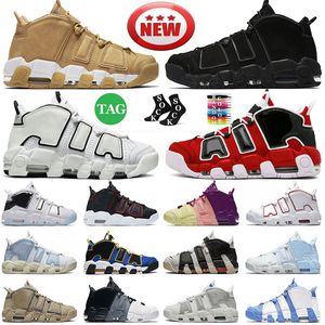 Dames Heren Uptempos Scottie Pippen basketbalschoenen Airs More 96 Black Bulls Hoops Pack Wit Varsity Red Premium Wheat Phantom Sand Drift Volt Trainers Sneakers