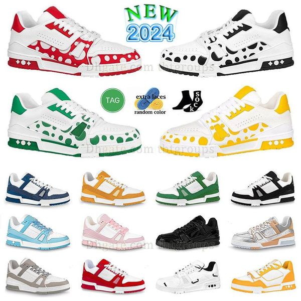 Femmes Mens Virgil Dot Designer Trainers Platform Platform Chaussures décontractées Coube en cuir Abloh noir blanc rose vert bleu Fashion Luxury Forme Forme Run Sneakers Taille 36-45