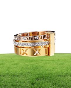 Dames heren brede band Romeinse cijfers ringen Full size 612 goud zilver rose plating Fashion design roestvrijstalen kwaliteit sieraden9452995