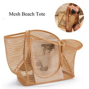 Femmes Mesh Beach Tote Sac épaule sac à main Sac de plage de natation grande capacité