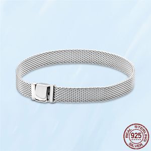 Mujeres Mesh Charm Bracelets 925 Silver Top Quality Luxury Designer Fine Jewelry Fit Pandora Beads Charms European Style Lady Gift con caja original