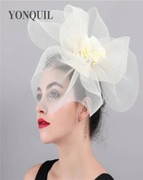 Mujeres Malla Flor Gran Tocado Sombreros Boda Keny Derby Ascot Chapeau Nupcial Tul Ocasión Tocado moda Damas SYF4176303566