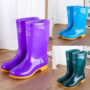 Women's Waterproof Mid-Calf Rain Boots - Winter Warm Fur-Lined Rubber Knee-High Outdoor Shoes Q1216