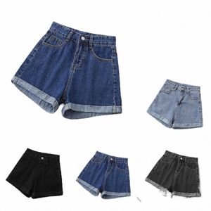 Mujeres mediados de cintura llamarada pantalones cortos de mezclilla ocasionales mini pantalones vaqueros calientes pantalones cortos mujer primavera verano holgados sueltos cómodos cortos streetwear u9ia #