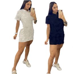 Femmes Mini Robes Chemise à manches courtes Jupes Robe moulante Vêtements d'été sexy Plus la taille S-2XL jupe lettre noire blanche emballée jupes hanches 4630