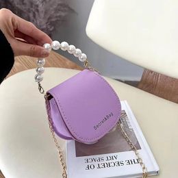 Vrouwen mini handtassen elegante schoudertas draagbare kettingzakken meisje parel crossbody rhombus kleine vierkant 240429