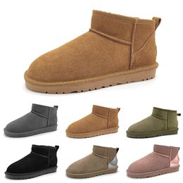 Mini botas de nieve para mujer, botas de invierno clásicas de gamuza para mantener el calor, felpa, castaño, gris, hombre, mujer 5854, botines casuales de diseñador, zapatillas, zapato de plataforma