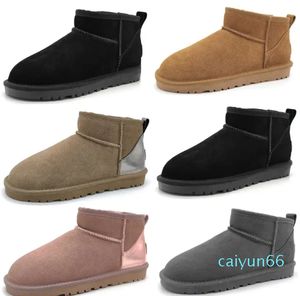 Dames Mini Snowboot Laarzen Winter Klassiek Suède Warm Houden Pluche Kastanjegrijs Heren Vrouw Booties Slippers Schoenen