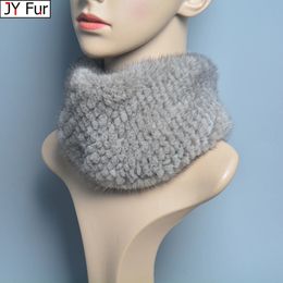 Femmes vison fourrure foulards dame 100% naturel fourrure bandeau mode tricot anneau écharpe hiver chaud bon élastique cou plus chaud Scarves240125